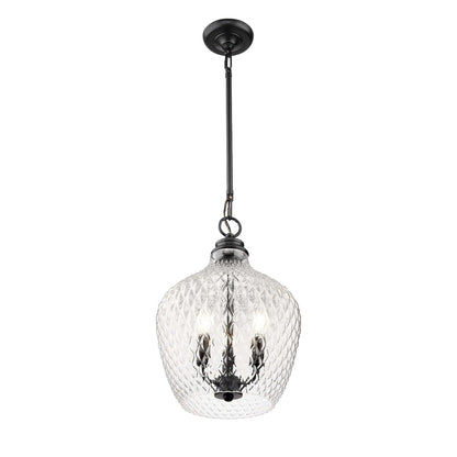Golden Lighting Adeline 11in 3-Light Pendant | Farmhouse Matte Black and Clear Glass | Kitchen Island & Dining Room | Model 1088-3P BLK-CLR