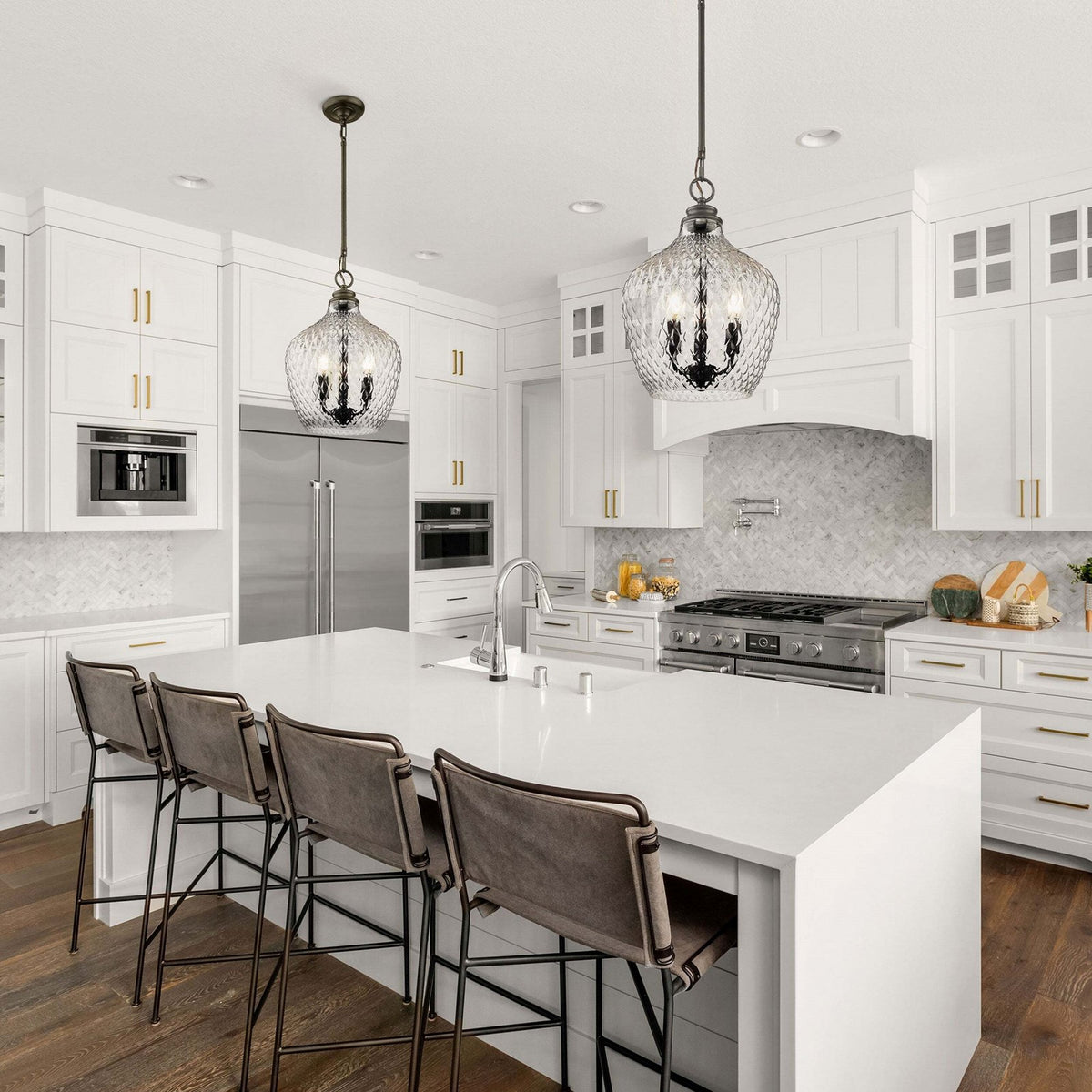 Golden Lighting Adeline 11in 3-Light Pendant | Farmhouse Matte Black and Clear Glass | Kitchen Island & Dining Room | Model 1088-3P BLK-CLR