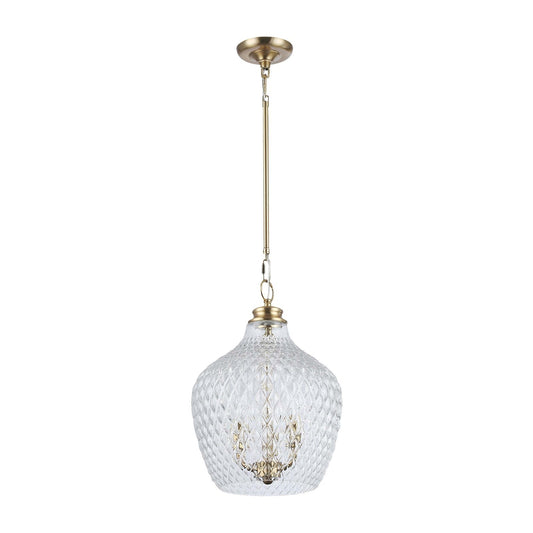 Golden Lighting Adeline 11in 3-Light Pendant | Country Farmhouse Modern Brushed Gold and Clear Glass | Kitchen Island | Model 1088-3P MBG-CLR