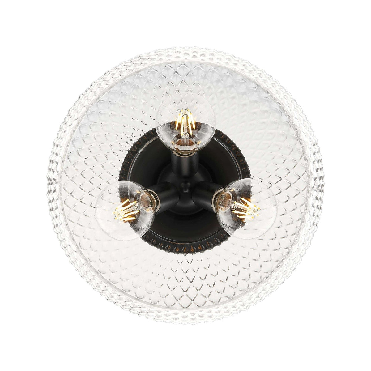 Golden Lighting Adeline 14in 3-Light Semi-Flush Mount | Farmhouse Matte Black and Clear Glass | Entryway & Kitchen | Model 1088-3SF BLK-CLR