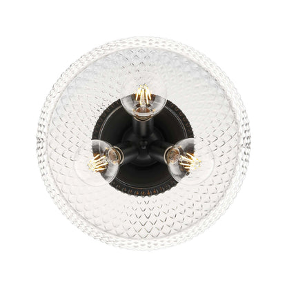 Golden Lighting Adeline 14in 3-Light Semi-Flush Mount | Farmhouse Matte Black and Clear Glass | Entryway & Kitchen | Model 1088-3SF BLK-CLR