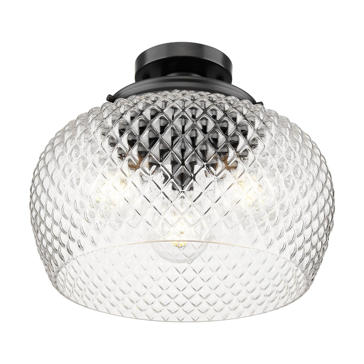 Golden Lighting Adeline 14in 3-Light Semi-Flush Mount | Farmhouse Matte Black and Clear Glass | Entryway & Kitchen | Model 1088-3SF BLK-CLR