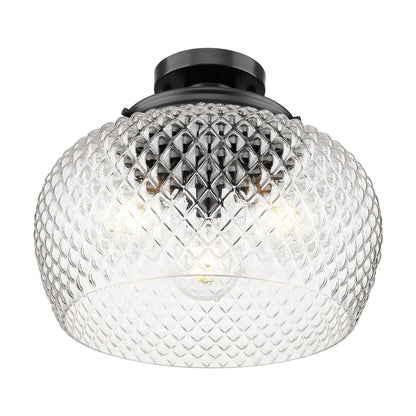 Golden Lighting Adeline 14in 3-Light Semi-Flush Mount | Farmhouse Matte Black and Clear Glass | Entryway & Kitchen | Model 1088-3SF BLK-CLR
