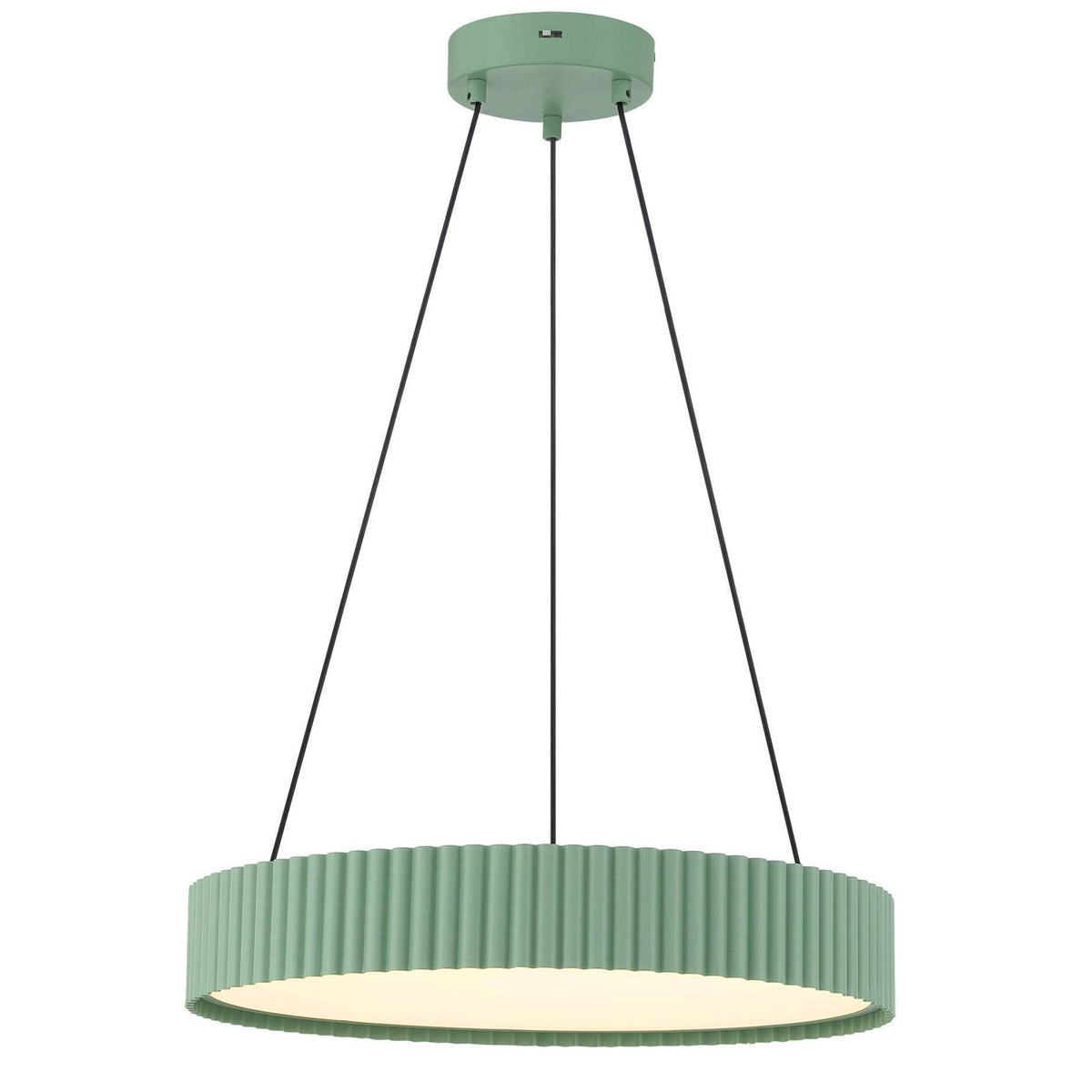 Golden Lighting Sashay 20in LED Pendant | Modern Pistachio Fluted Drum | Kitchen Island & Dining Room | 19.75 x 19.75 x 4 in | Model 1146-20 PI