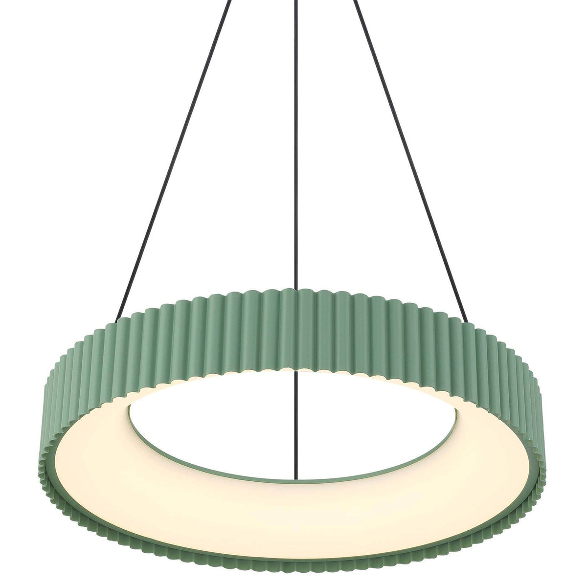 Golden Lighting Sashay 20in LED Pendant | Modern Pistachio Fluted Drum | Kitchen Island & Dining Room | 19.75 x 19.75 x 4 in | Model 1146-20 PI