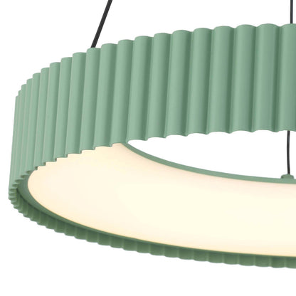 Golden Lighting Sashay 20in LED Pendant | Modern Pistachio Fluted Drum | Kitchen Island & Dining Room | 19.75 x 19.75 x 4 in | Model 1146-20 PI