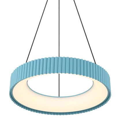 Golden Lighting Sashay 20in Integrated LED Pendant | Modern Sky Blue Acrylic and Steel | Kitchen Island & Dining Room | Model 1146-20 SB