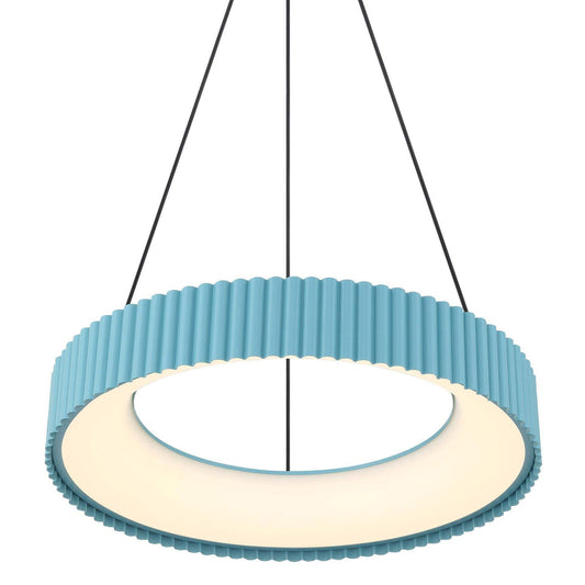 Golden Lighting Sashay 20in Integrated LED Pendant | Modern Sky Blue Acrylic and Steel | Kitchen Island & Dining Room | Model 1146-20 SB