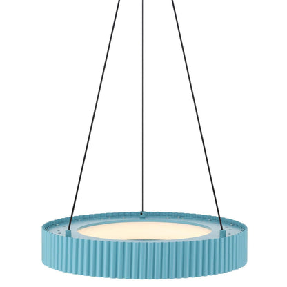 Golden Lighting Sashay 20in Integrated LED Pendant | Modern Sky Blue Acrylic and Steel | Kitchen Island & Dining Room | Model 1146-20 SB