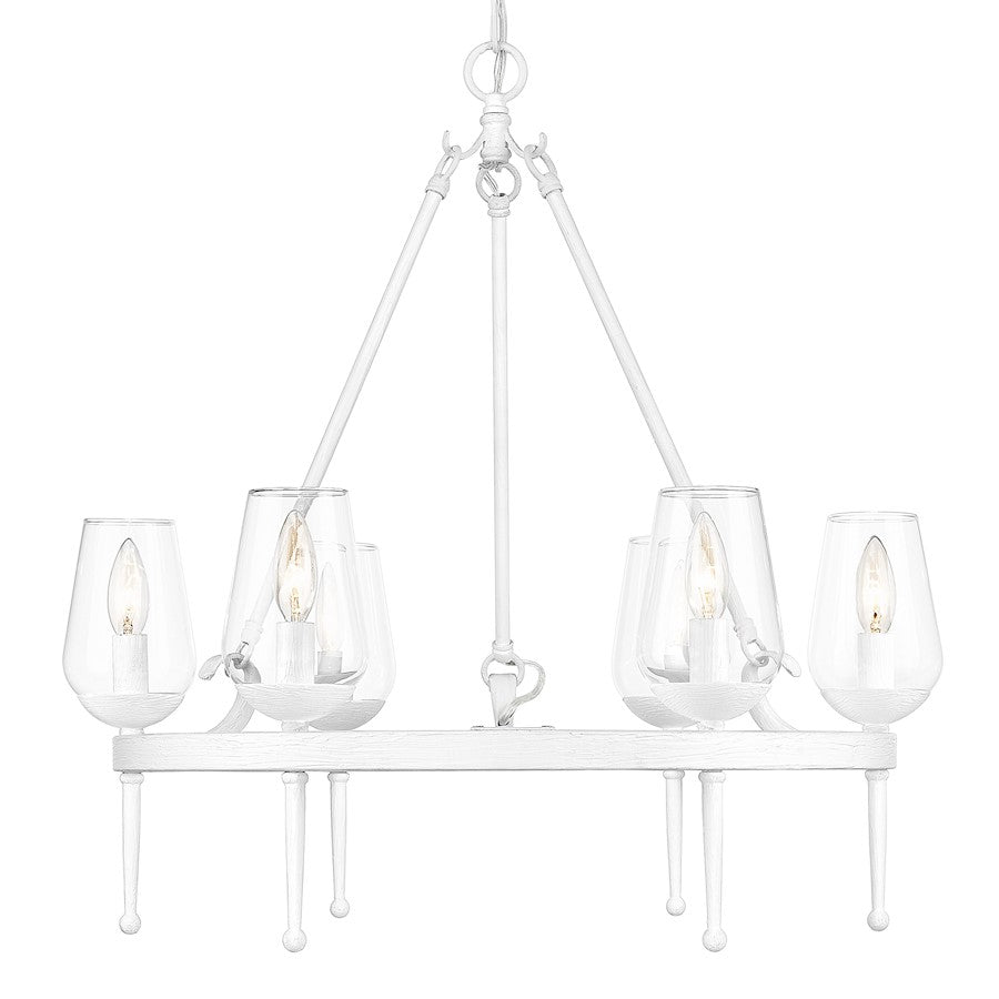 6 Light Chandelier, White Plaster
