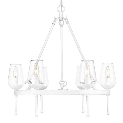 6 Light Chandelier, White Plaster