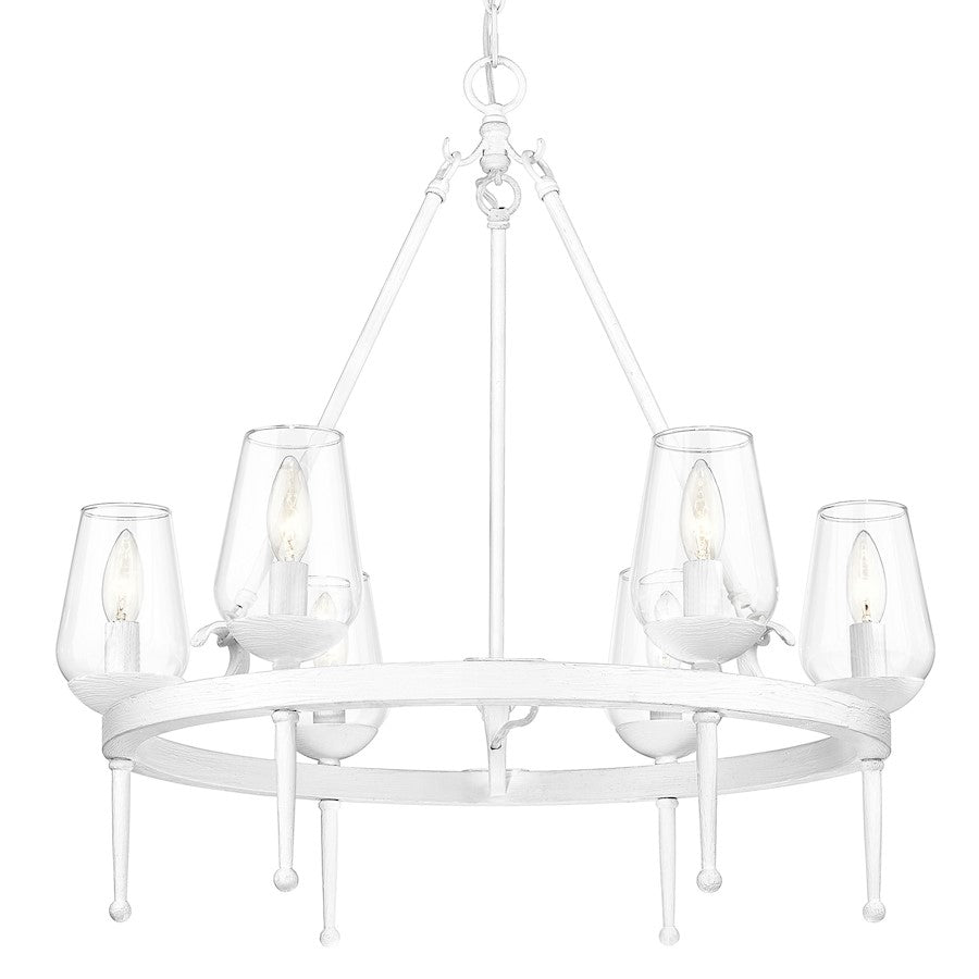 6 Light Chandelier, White Plaster