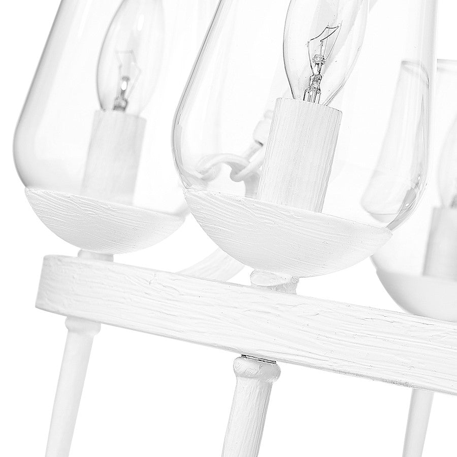 6 Light Chandelier, White Plaster