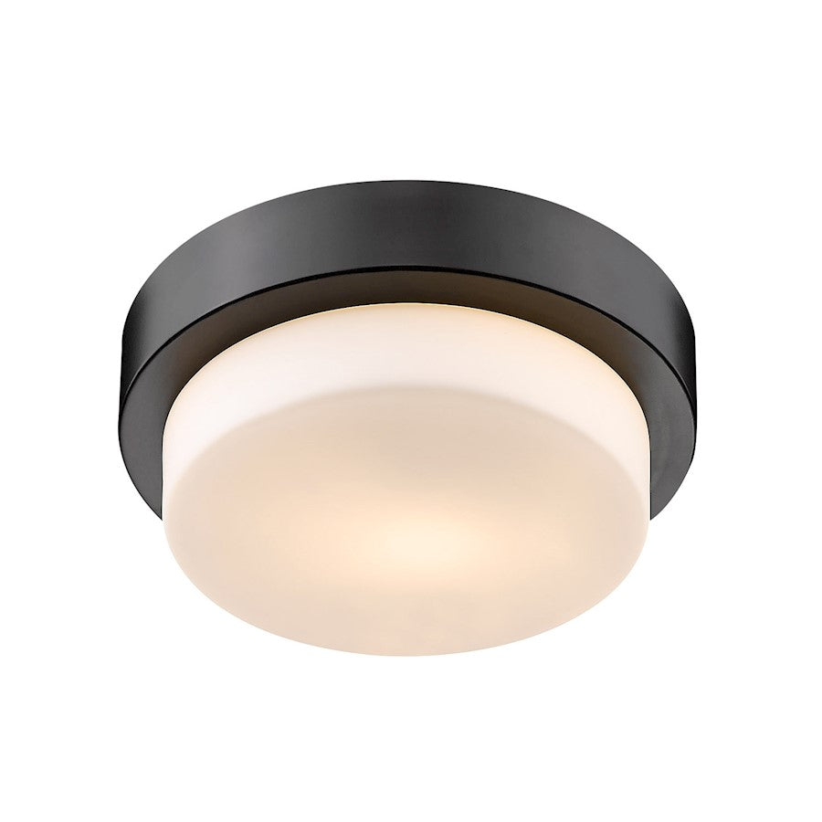 Golden Lighting Multi-Family 1 Light Flush Mount, Black/Opal Glass