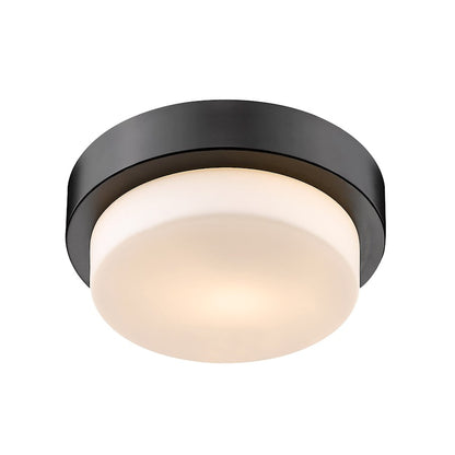 Golden Lighting Multi-Family 1 Light Flush Mount, Black/Opal Glass