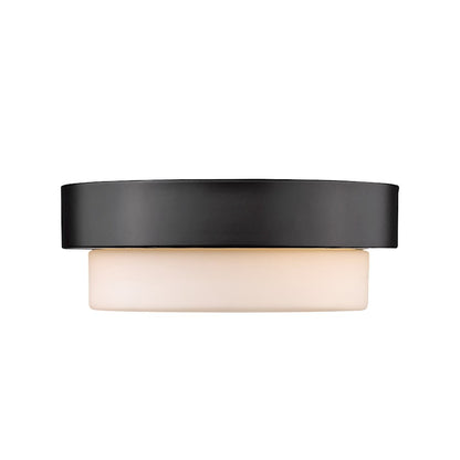 Golden Lighting Multi-Family 1 Light Flush Mount, Black/Opal Glass