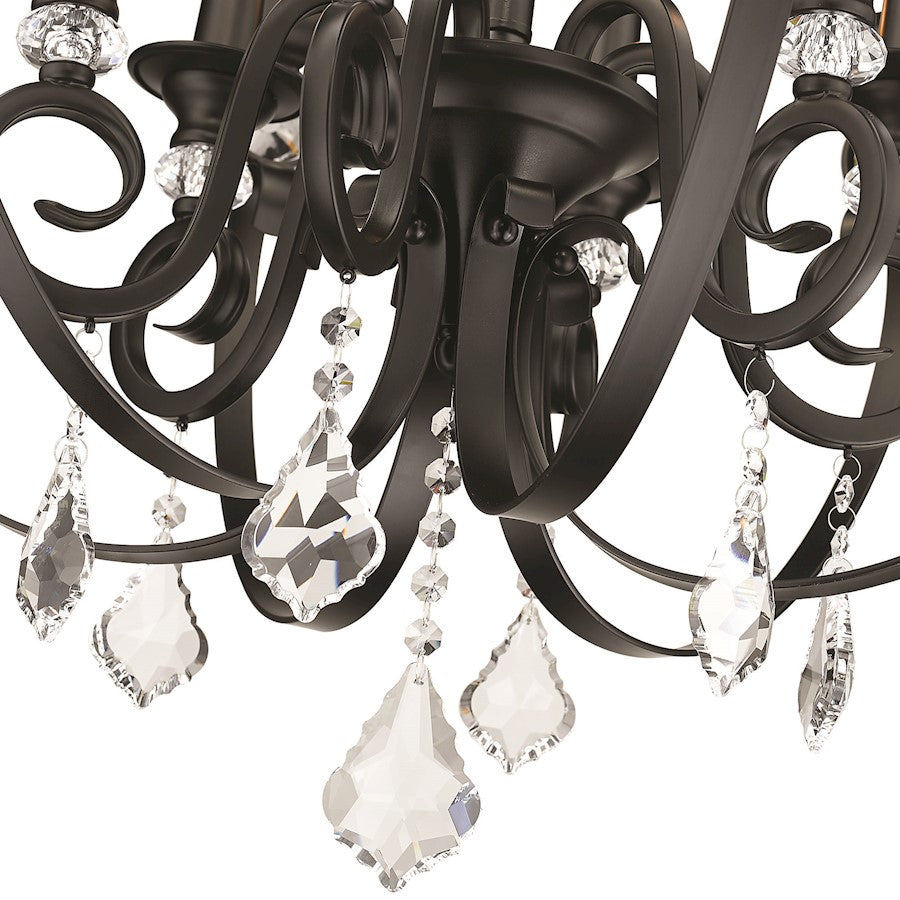 6 Light Chandelier, Matte Black