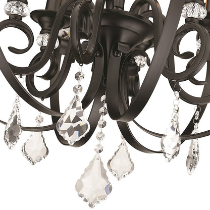 6 Light Chandelier, Matte Black