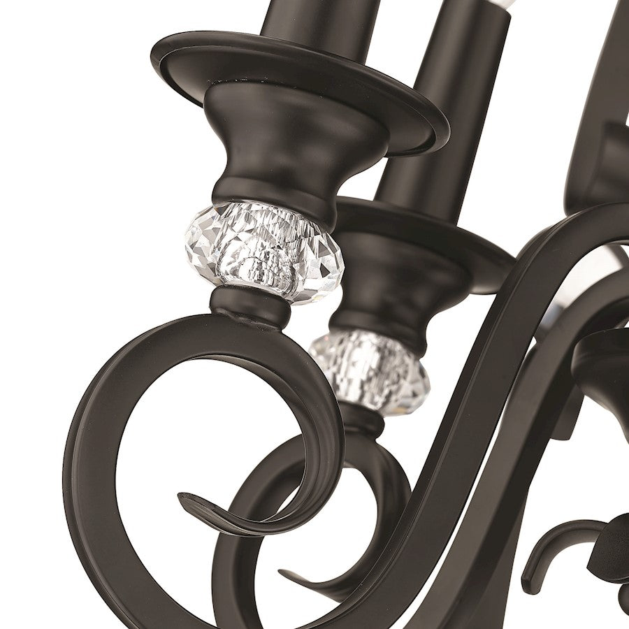 6 Light Chandelier, Matte Black