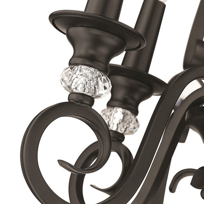 6 Light Chandelier, Matte Black