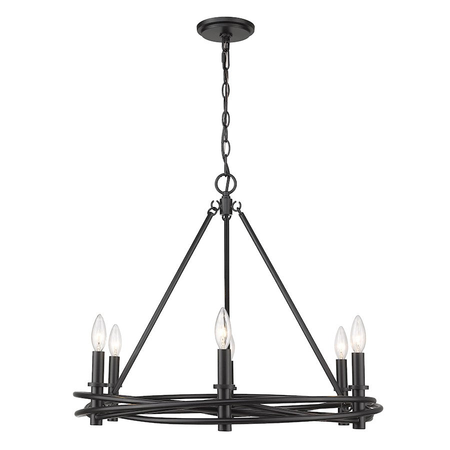 6 Light Chandelier, Matte Black
