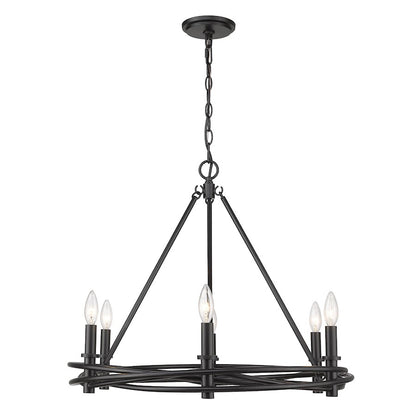 6 Light Chandelier, Matte Black