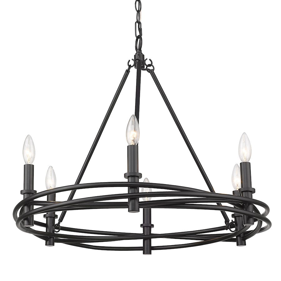 6 Light Chandelier, Matte Black