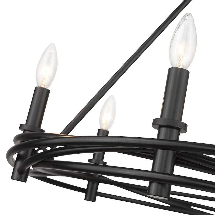 6 Light Chandelier, Matte Black