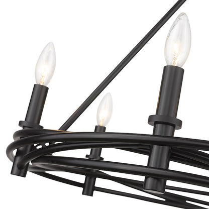 6 Light Chandelier, Matte Black