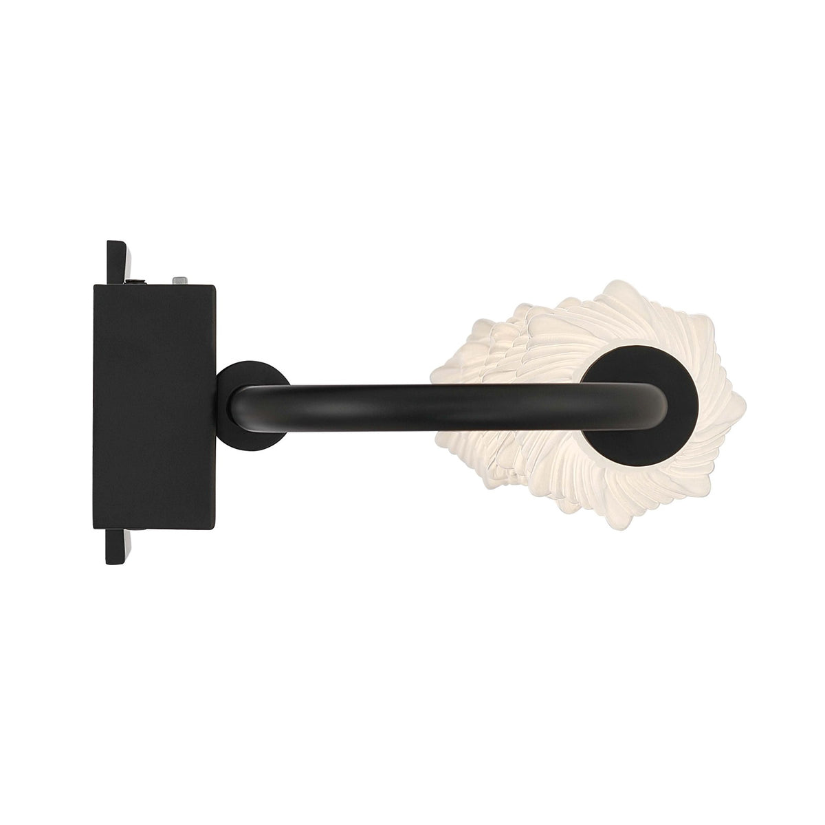 Golden Lighting Geode 32in LED Outdoor Wall Light | Modern Matte Black and Fluted Striped Glass | Front Door & Patio | Model 1517-OWL5 BLK-FST