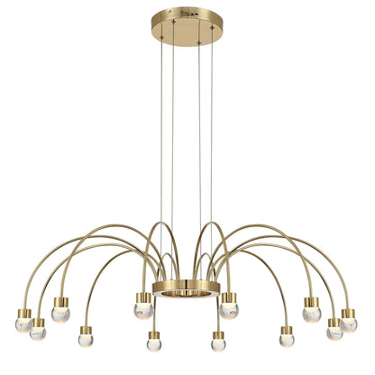 Golden Lighting Vario 38in 12-Light LED Chandelier | Modern Titanium Gold and Clear Glass Globe | Dining Room & Foyer | Model 1573-12 TG-A