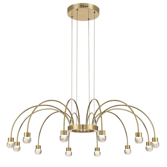Golden Lighting Vario 38in 12-Light LED Chandelier | Modern Titanium Gold and Clear Glass Globe | Dining Room & Foyer | Model 1573-12 TG-A