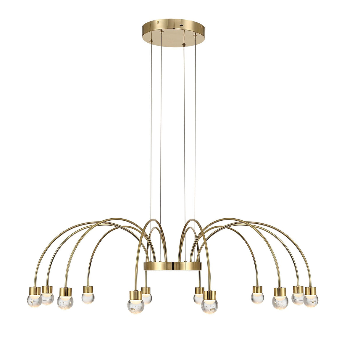 Golden Lighting Vario 38in 12-Light LED Chandelier | Modern Titanium Gold and Clear Glass Globe | Dining Room & Foyer | Model 1573-12 TG-A