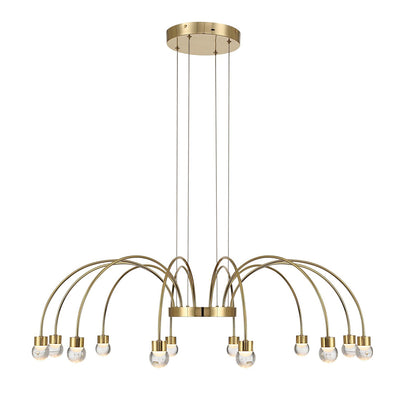 Golden Lighting Vario 38in 12-Light LED Chandelier | Modern Titanium Gold and Clear Glass Globe | Dining Room & Foyer | Model 1573-12 TG-A