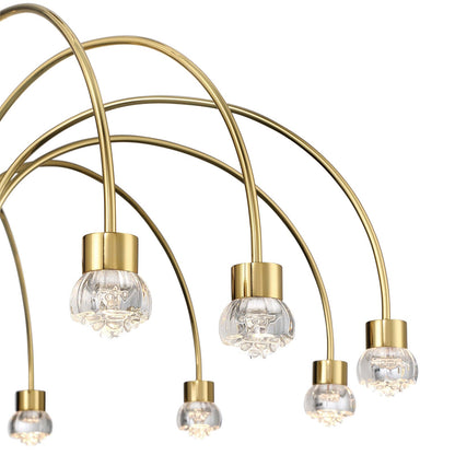 Golden Lighting Vario 37in 12-Light LED Chandelier | Modern Titanium Gold and Clear Acrylic Rose | Dining Room & Foyer | Model 1573-12 TG-B