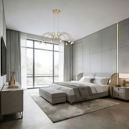 Golden Lighting Vario 37in 12-Light LED Chandelier | Modern Titanium Gold and Clear Acrylic Rose | Dining Room & Foyer | Model 1573-12 TG-B