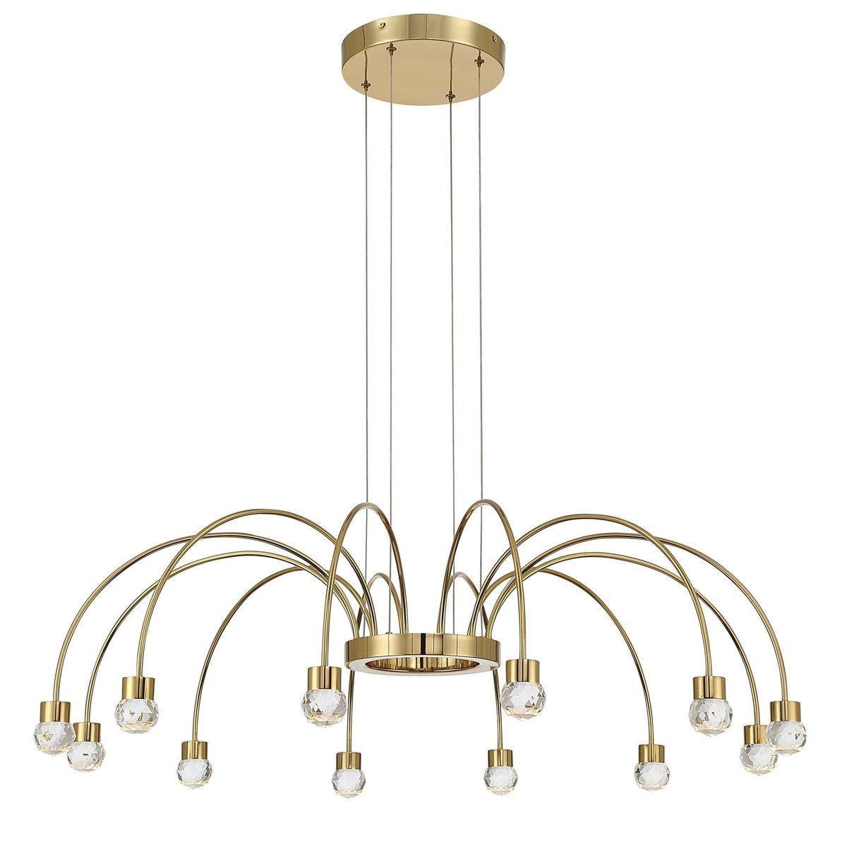 Golden Lighting Vario 37in 12-Light LED Chandelier | Modern Titanium Gold and Clear Cut Crystal | Dining Room & Foyer | Model 1573-12 TG-C