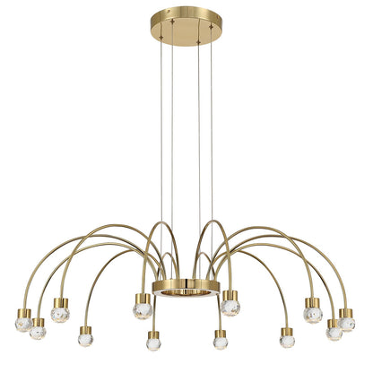 Golden Lighting Vario 37in 12-Light LED Chandelier | Modern Titanium Gold and Clear Cut Crystal | Dining Room & Foyer | Model 1573-12 TG-C