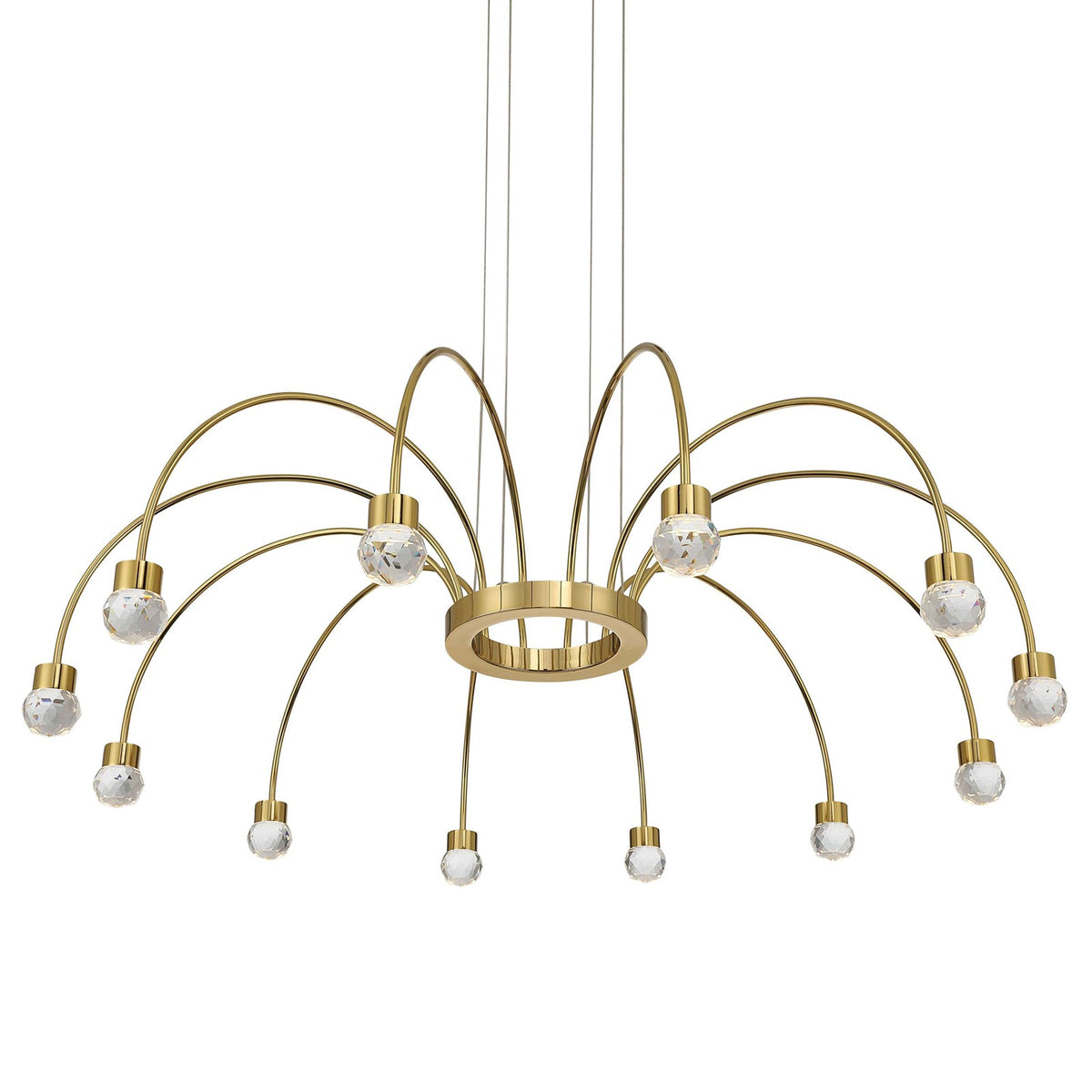 Golden Lighting Vario 37in 12-Light LED Chandelier | Modern Titanium Gold and Clear Cut Crystal | Dining Room & Foyer | Model 1573-12 TG-C
