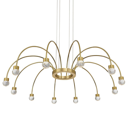 Golden Lighting Vario 37in 12-Light LED Chandelier | Modern Titanium Gold and Clear Cut Crystal | Dining Room & Foyer | Model 1573-12 TG-C