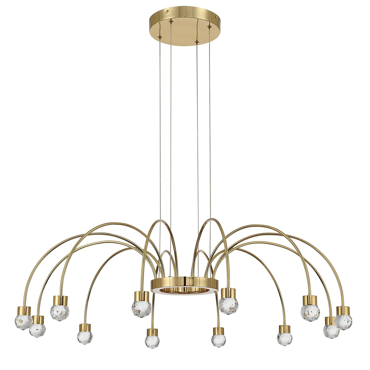 Golden Lighting Vario 37in 12-Light LED Chandelier | Modern Titanium Gold and Clear Cut Crystal | Dining Room & Foyer | Model 1573-12 TG-C