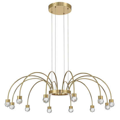 Golden Lighting Vario 37in 12-Light LED Chandelier | Modern Titanium Gold and Clear Cut Crystal | Dining Room & Foyer | Model 1573-12 TG-C