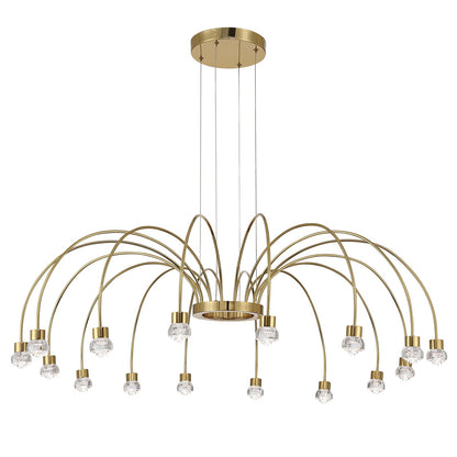 Golden Lighting Vario 47in 16-Light LED Chandelier | Modern Titanium Gold and Clear Acrylic Rose | Dining Room & Foyer | Model 1573-16 TG-B