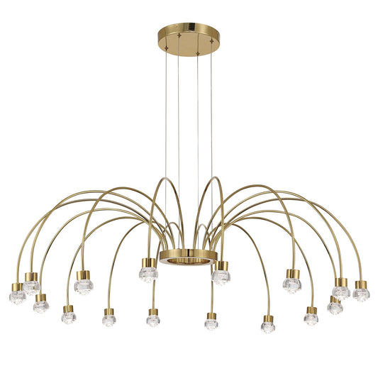 Golden Lighting Vario 47in 16-Light LED Chandelier | Modern Titanium Gold and Clear Acrylic Rose | Dining Room & Foyer | Model 1573-16 TG-B