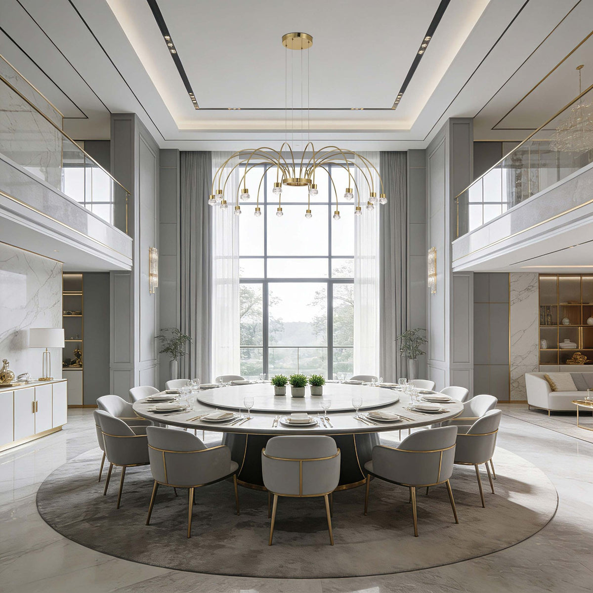 Golden Lighting Vario 47in 16-Light LED Chandelier | Modern Titanium Gold and Clear Acrylic Rose | Dining Room & Foyer | Model 1573-16 TG-B