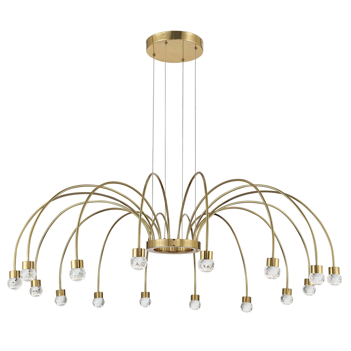 Golden Lighting Vario 47in 16-Light LED Chandelier | Modern Titanium Gold and Cut Crystal | Dining Room & Foyer | 47 x 47 x 14 in | Model 1573-16 TG-C