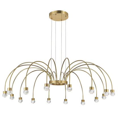 Golden Lighting Vario 47in 16-Light LED Chandelier | Modern Titanium Gold and Cut Crystal | Dining Room & Foyer | 47 x 47 x 14 in | Model 1573-16 TG-C