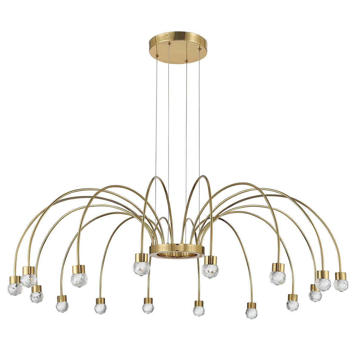 Golden Lighting Vario 47in 16-Light LED Chandelier | Modern Titanium Gold and Cut Crystal | Dining Room & Foyer | 47 x 47 x 14 in | Model 1573-16 TG-C