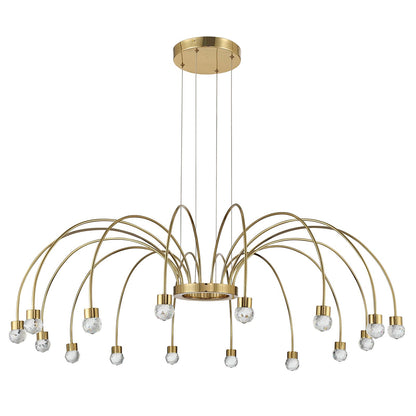 Golden Lighting Vario 47in 16-Light LED Chandelier | Modern Titanium Gold and Cut Crystal | Dining Room & Foyer | 47 x 47 x 14 in | Model 1573-16 TG-C