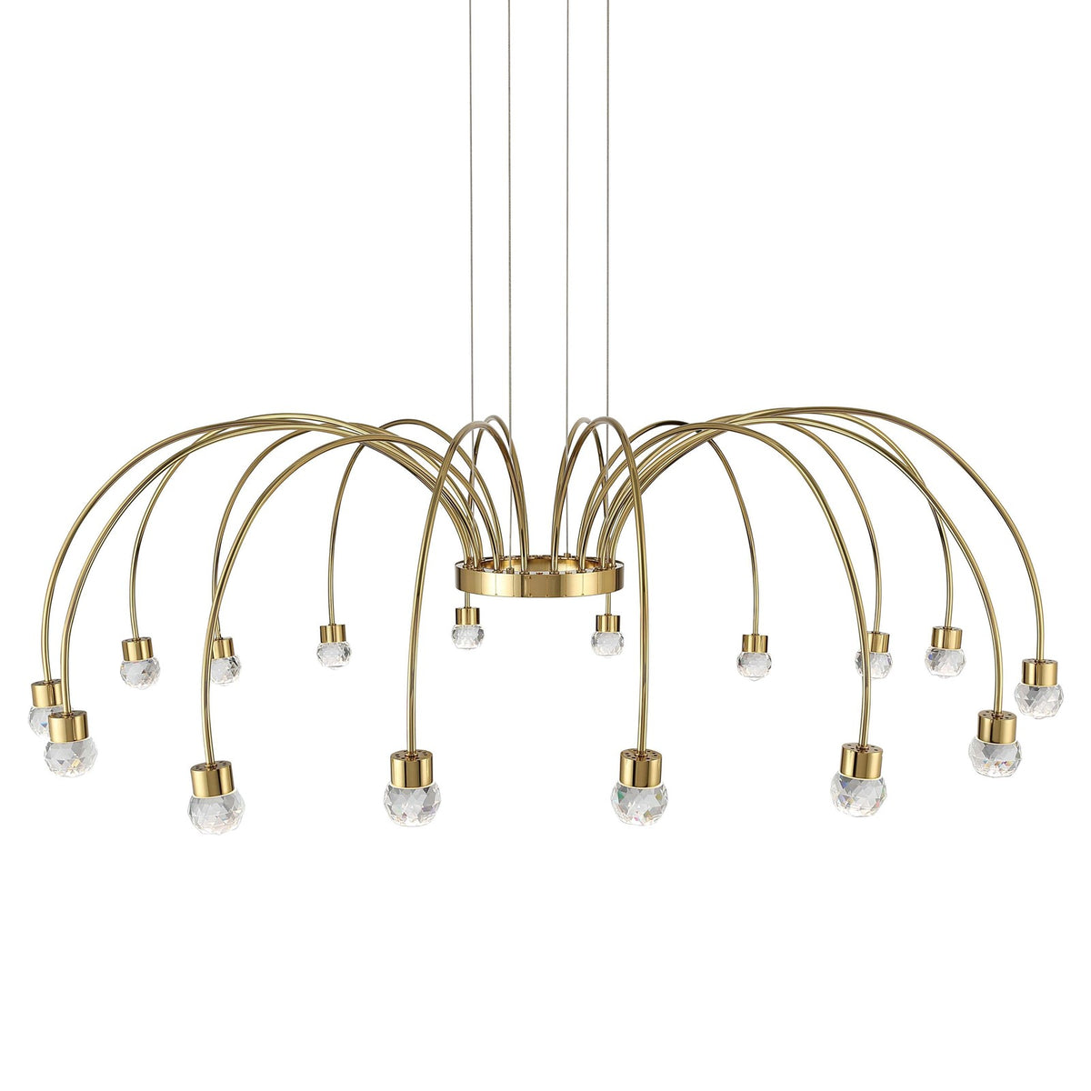 Golden Lighting Vario 47in 16-Light LED Chandelier | Modern Titanium Gold and Cut Crystal | Dining Room & Foyer | 47 x 47 x 14 in | Model 1573-16 TG-C